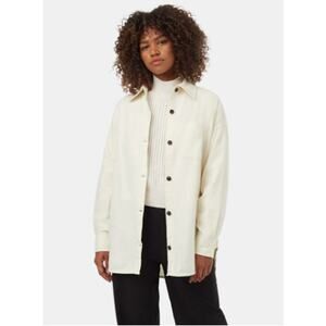 Tentree Fernwood Flannel Shirt Ivory Vintage White Organic Cotton Sustainable M